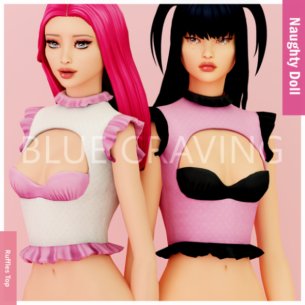Mix Blue Craving Ruffles Top by bluecraving - The Sims 4 Custom Content