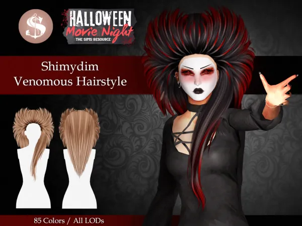 Mix Shimydim Venomous Hairstyle by shimydim - The Sims 4 Custom Content