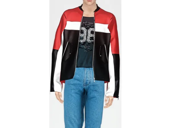 GorillaX3 Basic Hoodie II Biker Leather Jacket 4t3 by rollorolls_ts3 - The Sims 3 Custom Content