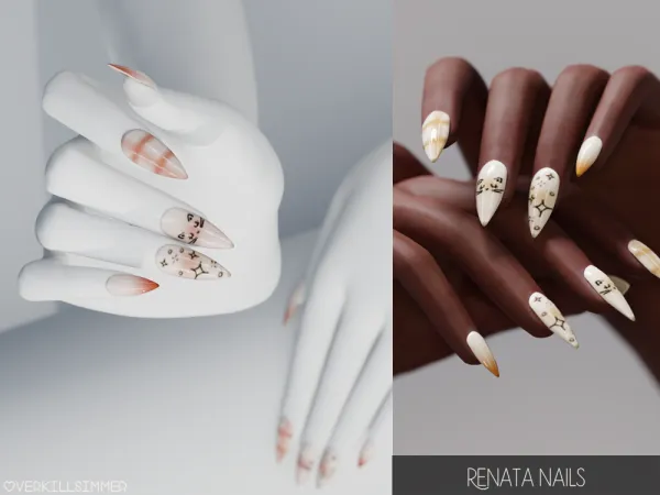 Mix Renata nails by overkillsimmer - The Sims 4 Custom Content