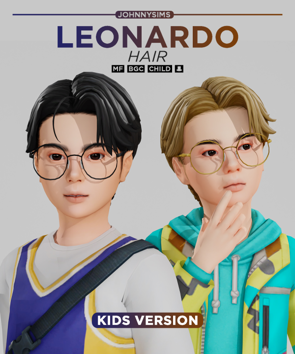 Maxis Match Leonardo Hair (Kids Ver) by simsfinds - The Sims 4 Custom Content