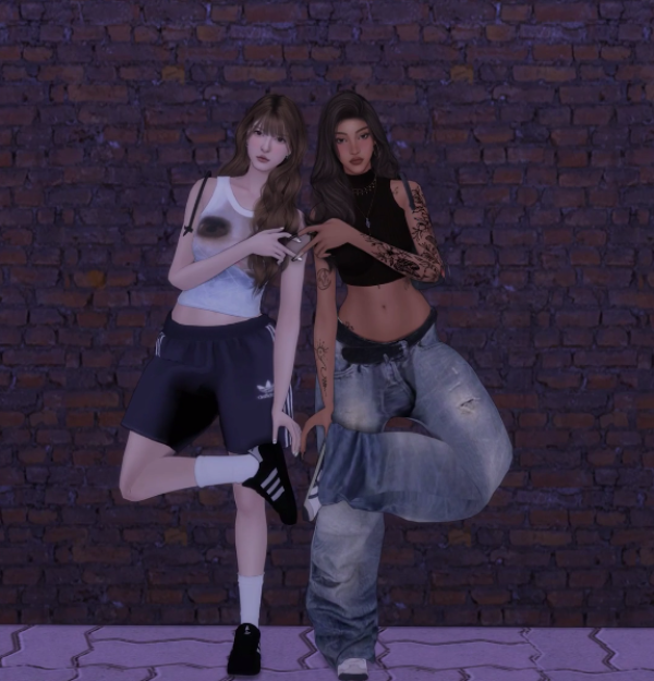 Mix [charonroqiqi] Friends pose (比心) by simsfinds - The Sims 4 Custom Content