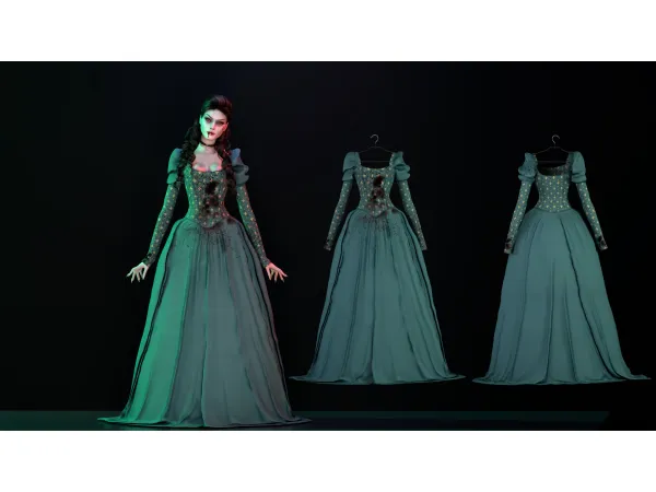 Alpha Vampire Antique Dress With Blood by modcollective - The Sims 4 Custom Content