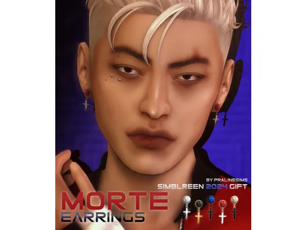 Maxis Match SIMBLREEN 2024 GIFT MORTE Earrings by pralinesims - The Sims 4 Custom Content