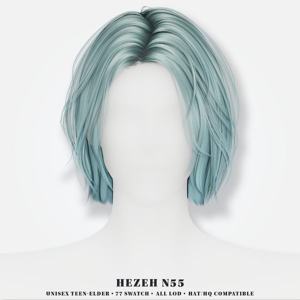Alpha [Hezeh]Hair_No55 by hezeh - The Sims 4 Custom Content