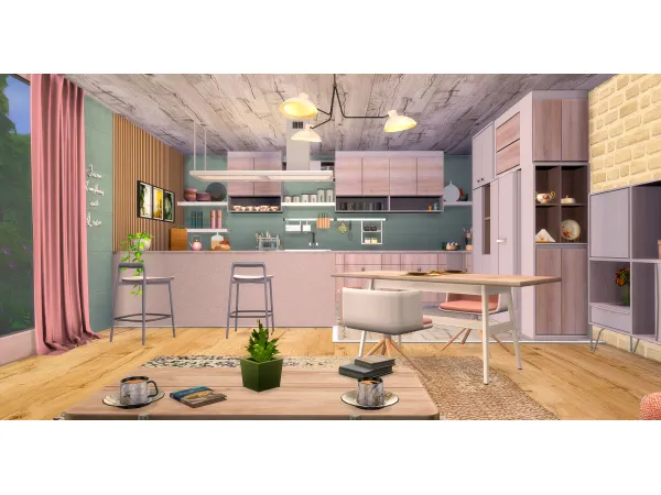 Alpha Cedrusy Kitchen by SyLoeSy - The Sims 4 Custom Content