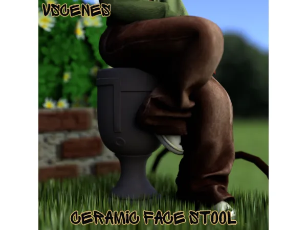 Ceramic Face Stool [Blender Mesh] by Villareal Scenes