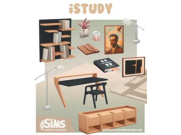 Maxis Match iStudy by TheClutterCat - The Sims 4 Custom Content