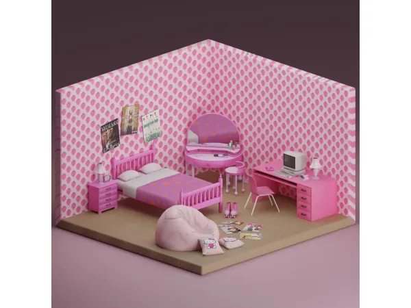 2000s Craze | Sims 4 Y2K Bedroom by SnootySims