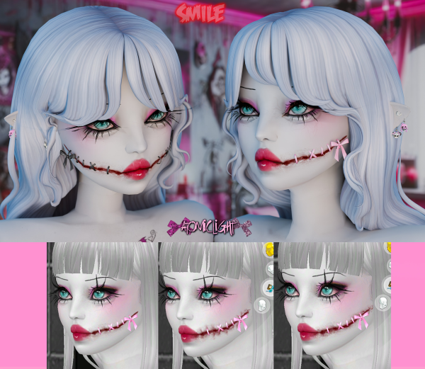 Mix Smile mouth scar with bow by Atomiclight - The Sims 4 Custom Content