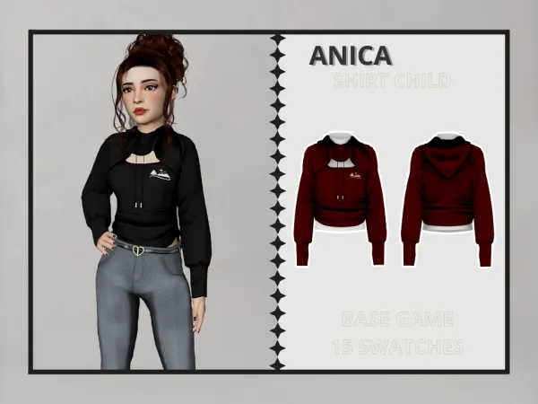 Alpha Anica Shirt Child by clarity-sims - The Sims 4 Custom Content