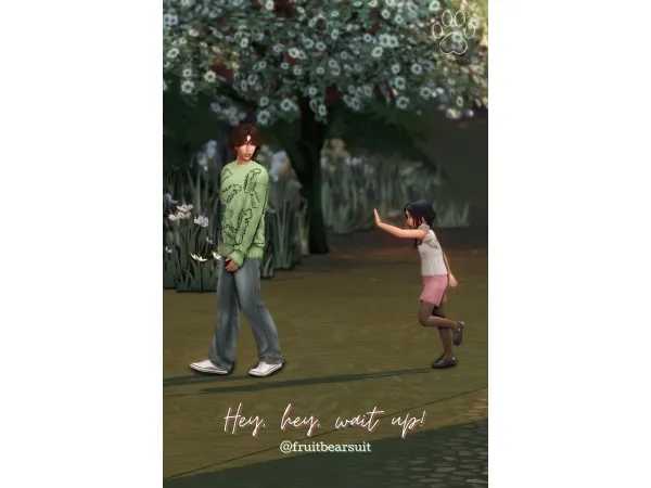 Mix Hey hey wait up Pose pack by FruitBearSuit - The Sims 4 Custom Content