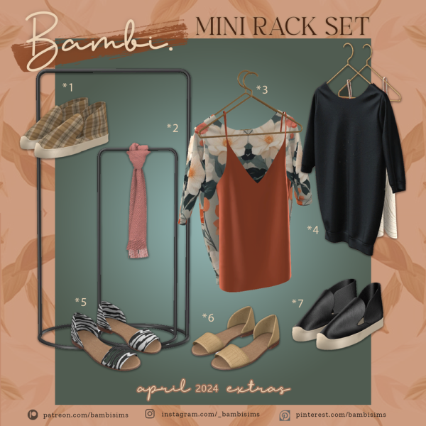 Alpha mini rack set by bambisims - The Sims 4 Custom Content