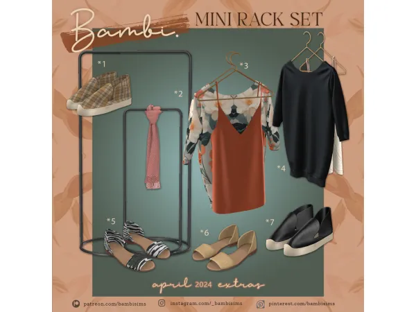 Alpha mini rack set by Bambisims - The Sims 4 Custom Content