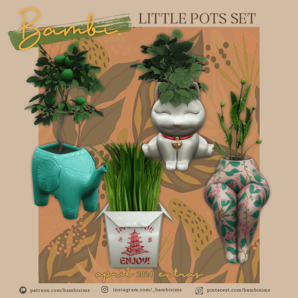 Alpha Little Pots Set by bambisims - The Sims 4 Custom Content
