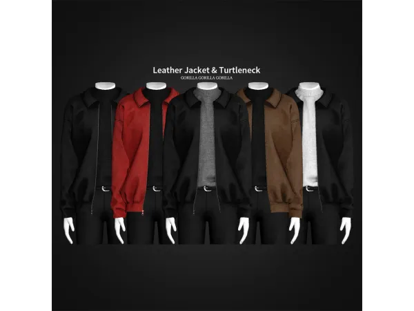 Alpha Leather Jacket Turtleneck - The Sims 4 Custom Content