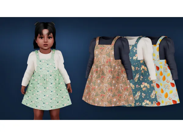 Alpha Floral sundress and blouse with puffy sleeves by MysteriousOo - The Sims 4 Custom Content