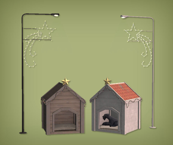 SYB Advent Calendar Dog House and Lamp Post with Christmas Light For by simsfinds - The Sims 2 Custom Content