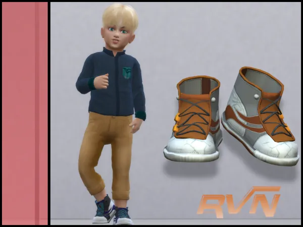 Maxis Match Toddlers High Cut Leather Shoes (Boys) by rvn2seven - The Sims 4 Custom Content