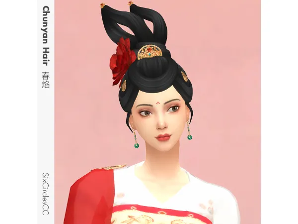 Maxis Match Chinese Hairstyle Chunyan by SixcirclesCC - The Sims 4 Custom Content