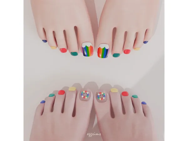 [EGGSIMS] Rainbow Dream Toenail Set