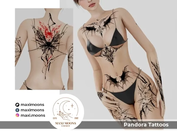 Mix Pandora Tattoos by maximoons - The Sims 4 Custom Content