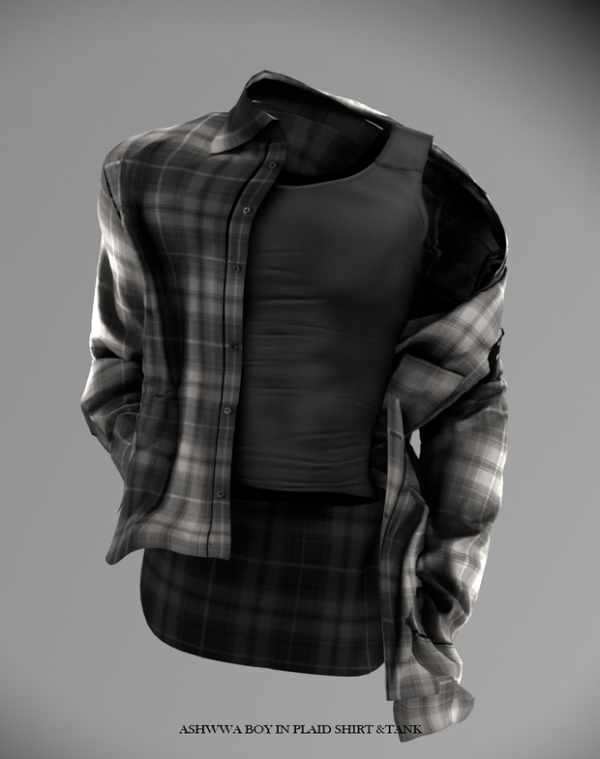 Alpha 2024 (sims4) Boy in Plaid shirt Tank by simsfinds - The Sims 4 Custom Content