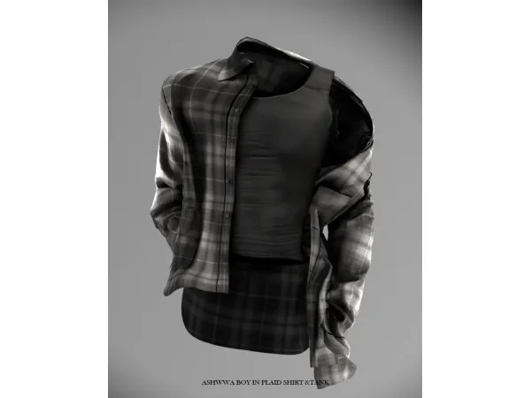 Alpha 2024 (sims4) Boy in Plaid shirt Tank by Ashwwa - The Sims 4 Custom Content