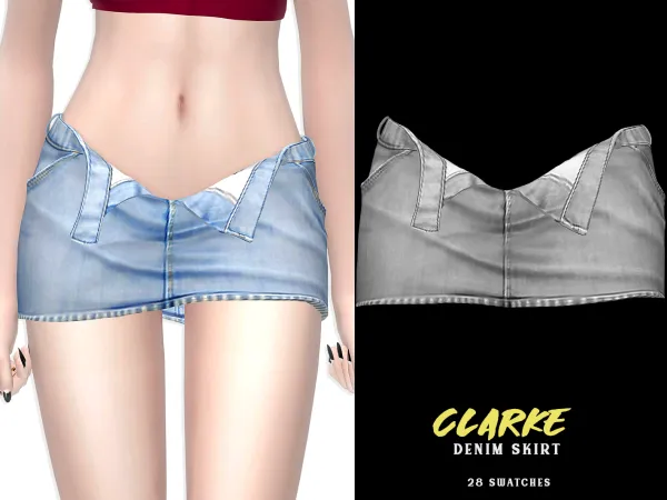 Alpha Clarke Denim Mini Skirt by grafity-cc - The Sims 4 Custom Content