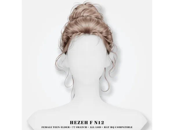 Alpha [Hezeh]FHair_No12 - The Sims 4 Custom Content