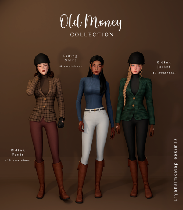 Maxis Match Old Money Collection Equestrian outfit 6 items by liyahsim - The Sims 4 Custom Content
