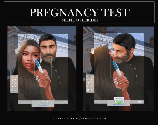 Mix Pregnancy Test Selfie Overrides by simsfinds - The Sims 4 Custom Content