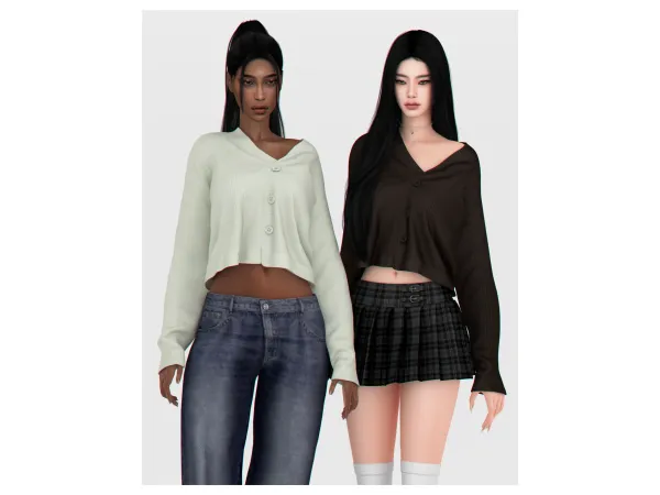 Alpha Off Shoulder Knitted Cardigan by backtrackcc - The Sims 4 Custom Content