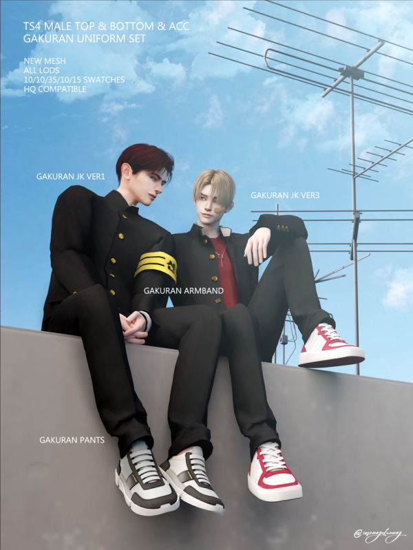 Alpha Gakuran Uniform Set by simsfinds - The Sims 4 Custom Content