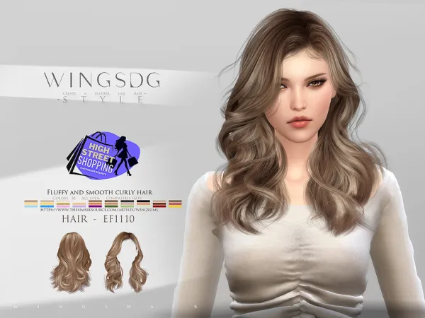 Alpha WINGS EF1110 Fluffy and smooth curly hair by thesimsresource - The Sims 4 Custom Content