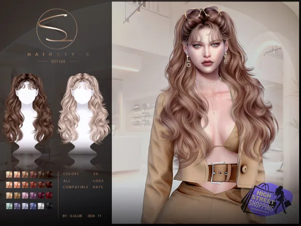 Alpha WAVY HAIRSTYLE 031124 Club by S - The Sims 4 Custom Content