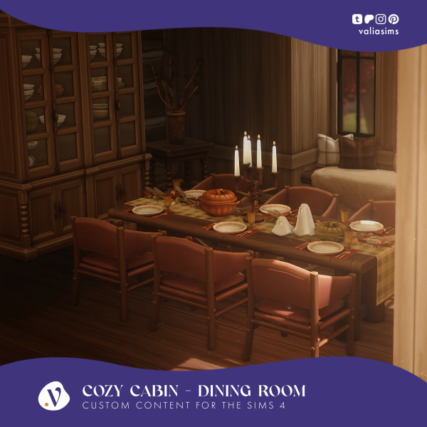Maxis Match Cozy Cabin Collection Dining Room by simsfinds - The Sims 4 Custom Content