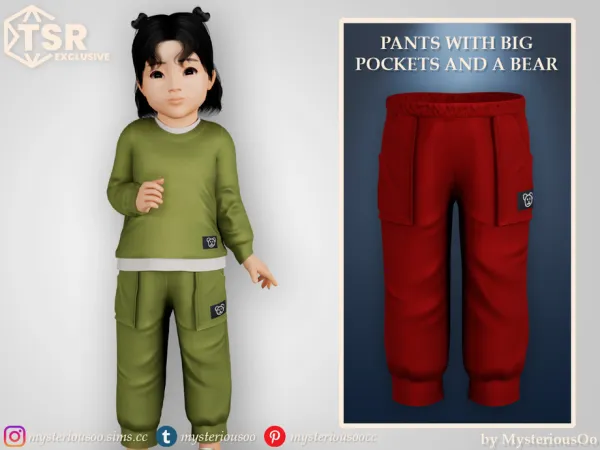 Mix Pants with big pockets and a bear by thesimsresource - The Sims 4 Custom Content