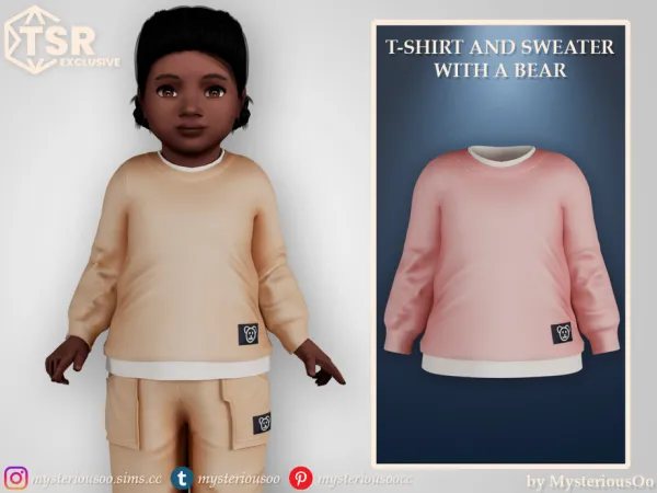 Mix T shirt and sweater with a bear by MysteriousOo - The Sims 4 Custom Content