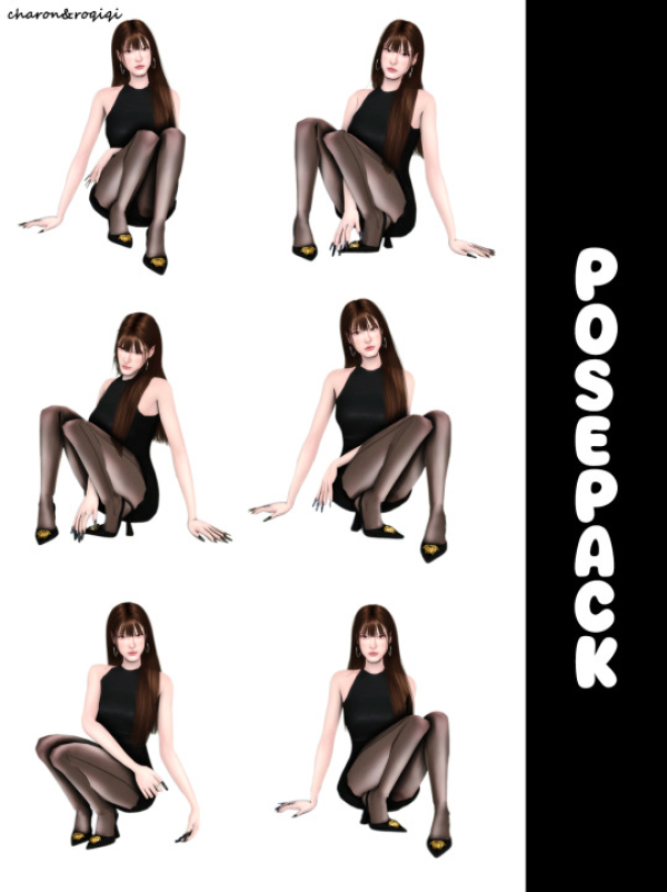 Mix [charonroqiqi]squatting pose by simsfinds - The Sims 4 Custom Content
