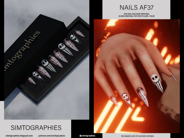 Alpha Nails AF37 - The Sims 4 Custom Content