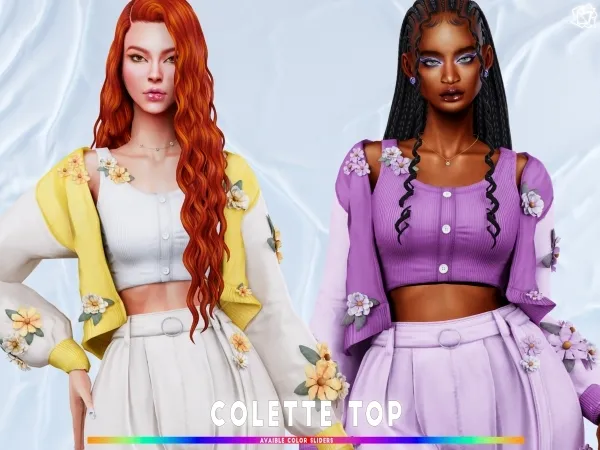 Mix Colette top brsims by bluerose-sims - The Sims 4 Custom Content
