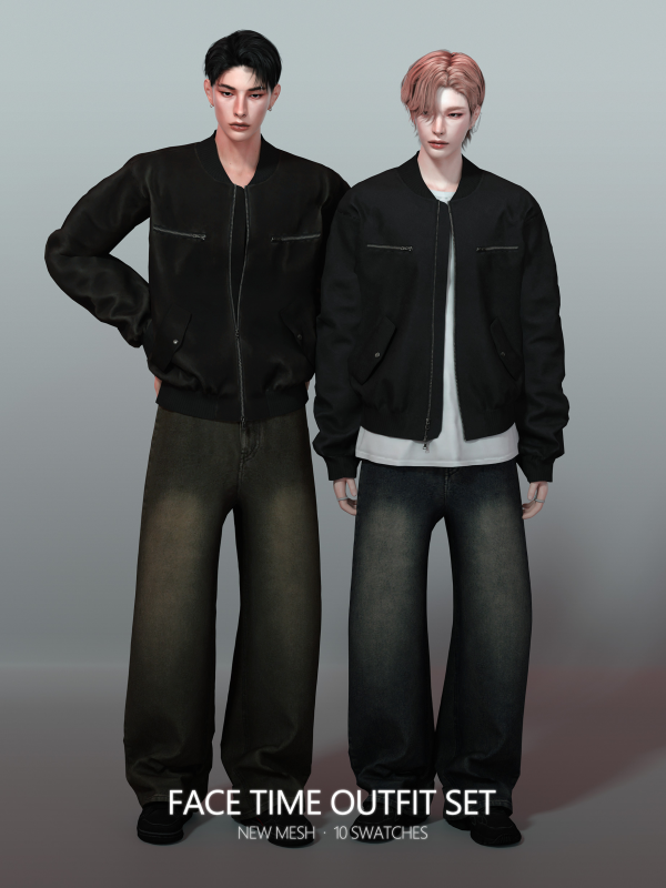 Alpha Face Time Outfit Set by simsfinds - The Sims 4 Custom Content