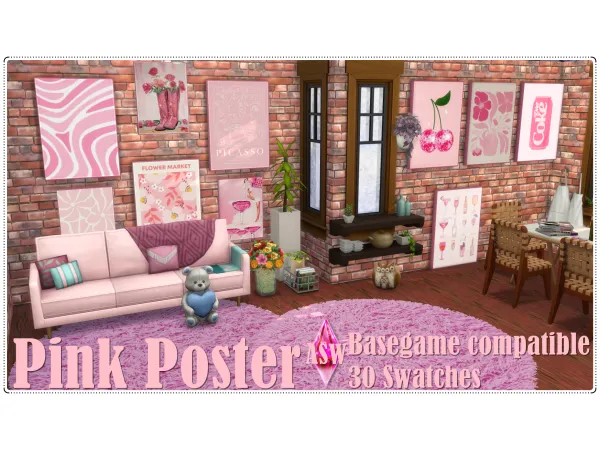 Mix Pink Poster by simsfinds - The Sims 4 Custom Content