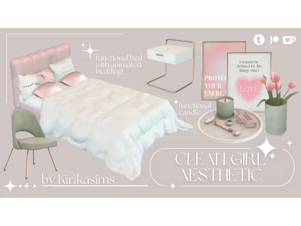 Mix Clean Girl Aesthetic Set by simsfinds - The Sims 4 Custom Content