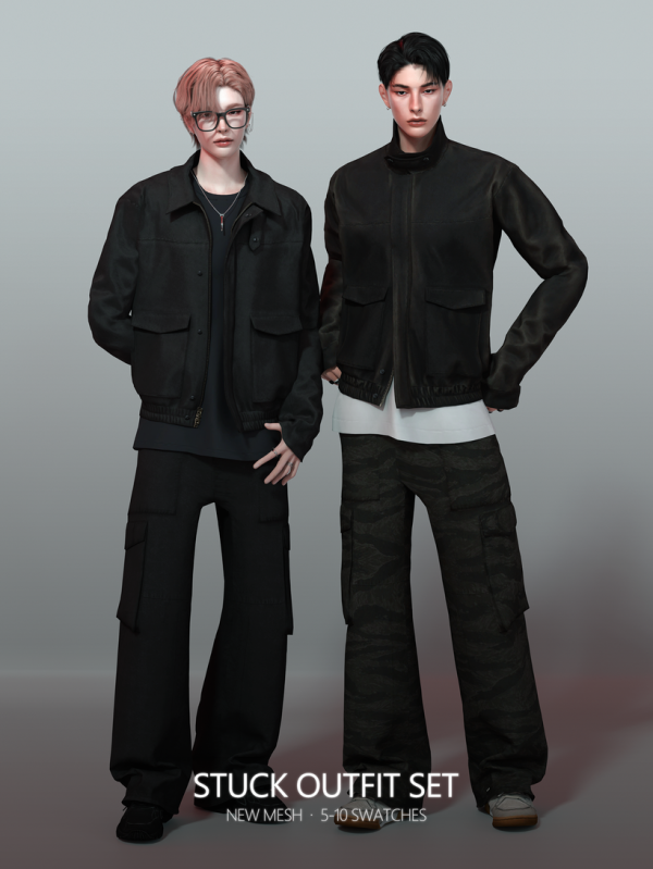 Alpha [RONA] Stuck Outfit Set by simsfinds - The Sims 4 Custom Content