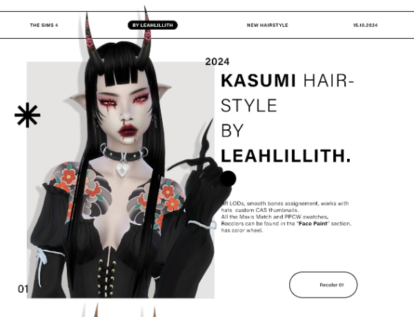 Maxis Match Kasumi Hairstyle Horns Accessory by simsfinds - The Sims 4 Custom Content