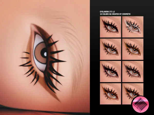 Maxis Match Gothic Eyeliner N371 L2 with 2D Eyelashes by thesimsresource - The Sims 4 Custom Content