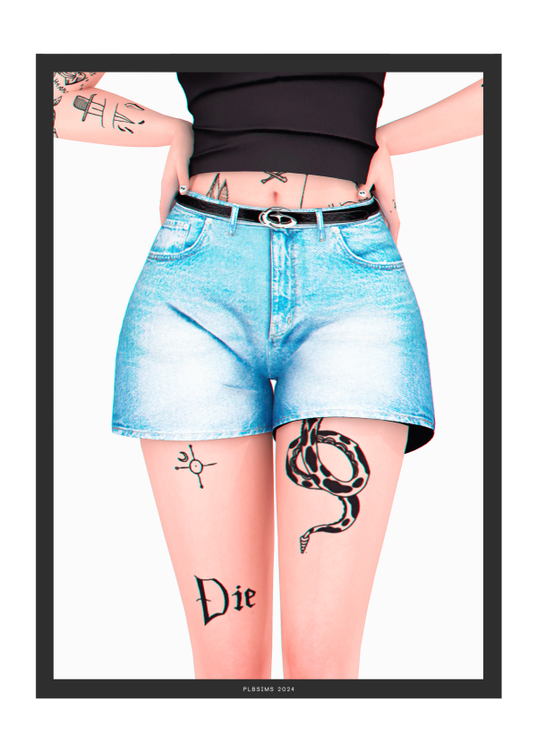 Alpha Touch Denim Shorts (with Belt) by plbsims - The Sims 4 Custom Content