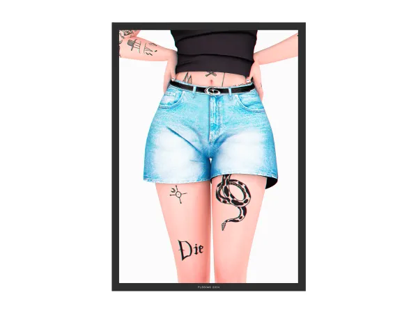 Alpha Touch Denim Shorts (with Belt) - The Sims 4 Custom Content